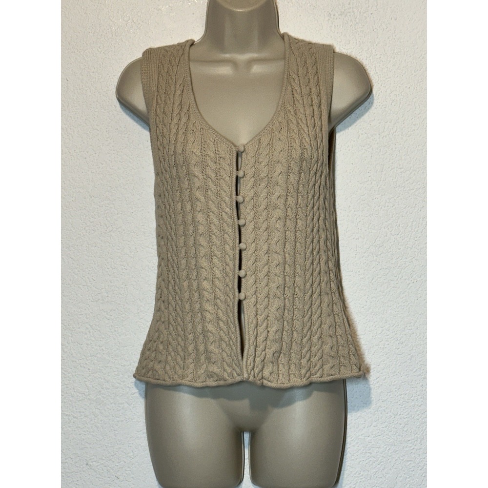 Industry Republic‎ Clothing Large Beige Cable Knit Button Vest Top Layer Preppy